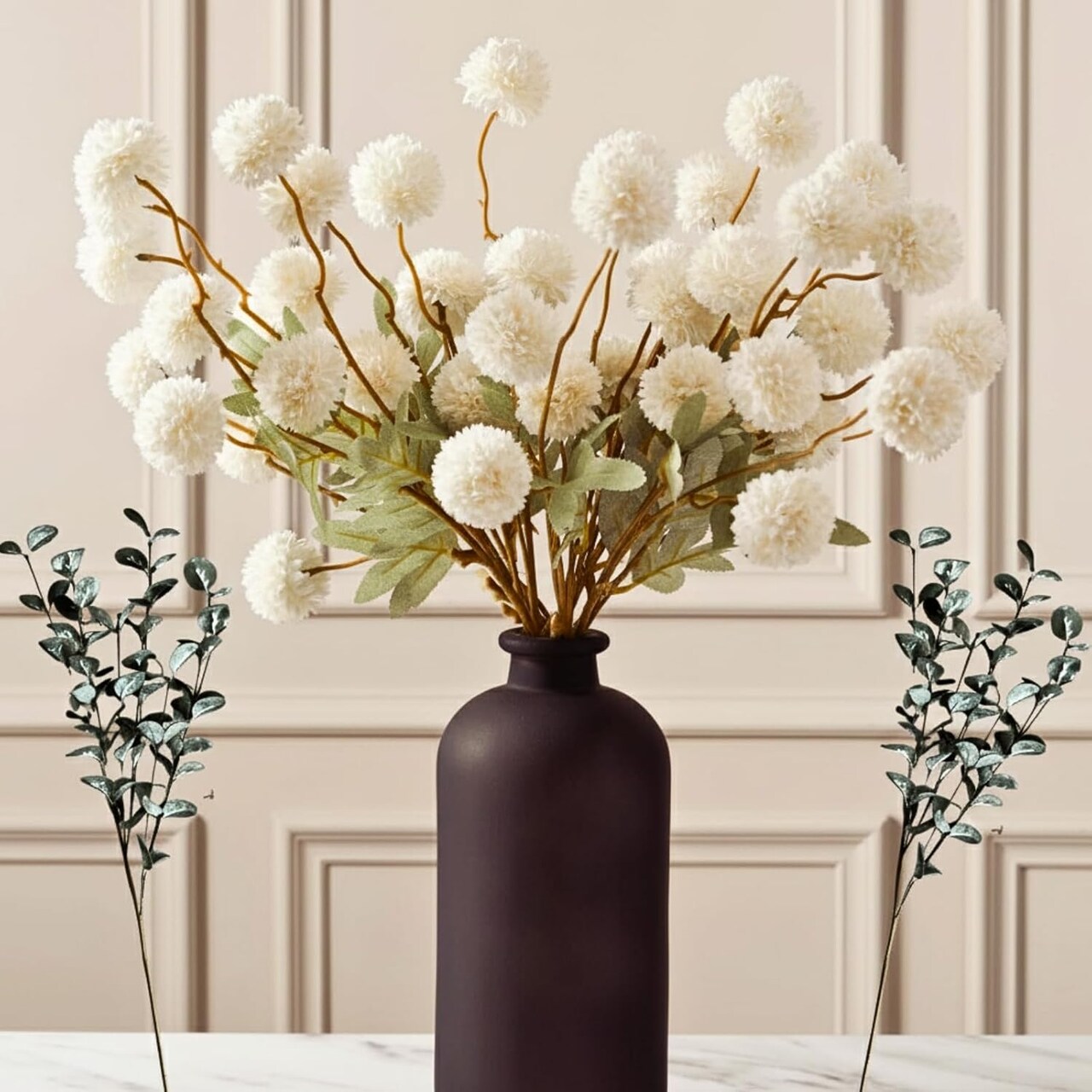 22" Long Stems Artificial Wax Flowers – Silk Floral Stems for Vase Arrangements and Table Centerpieces